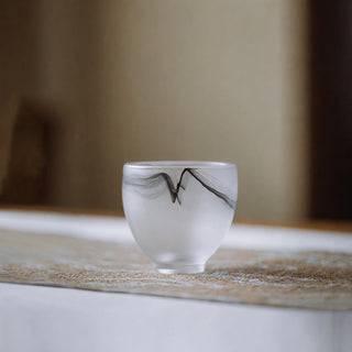 All Blessings Teacup, Ink Color glass — hand-cast liuli teacup by Yuen Design