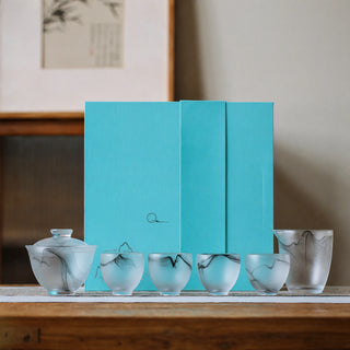 Concord & All Blessings Tea Set — hand-cast liuli tea set by Yuen Design